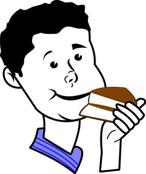 男孩吃蛋糕