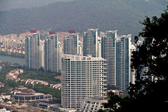 中國海南島；三亞鳥瞰城市