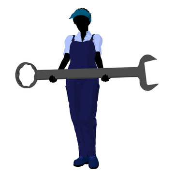 非洲裔女性機(jī)械師剪影