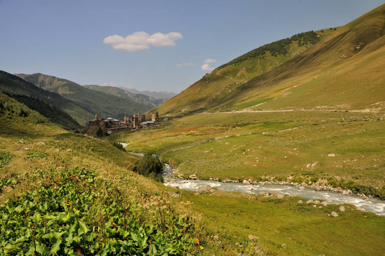 村usghuli Svaneti；格魯吉亞