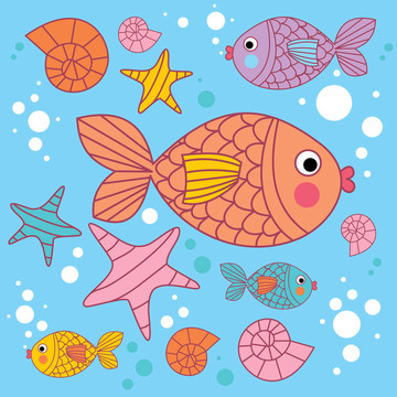 背景與卡通魚