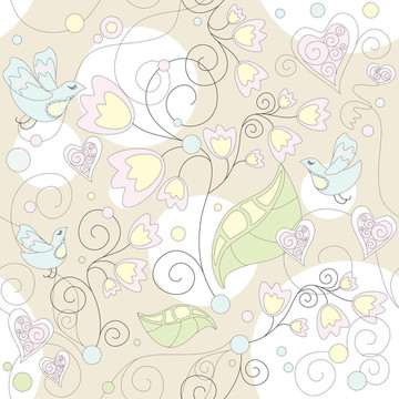 無縫花卉浪漫壁紙