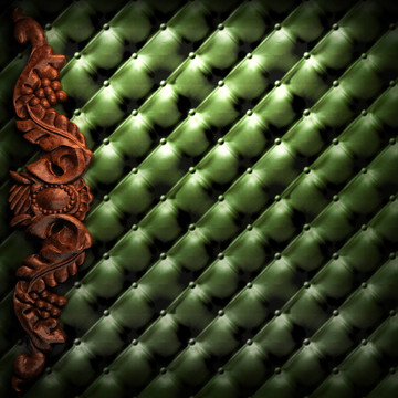 皮革上的紅色木飾
