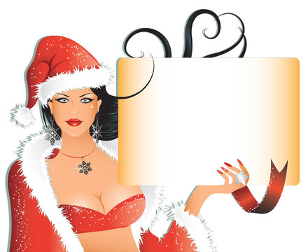 帶旗幟的Sexy Santa女孩