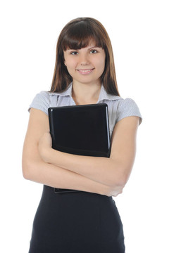 女子帶著筆記本躺在地板上