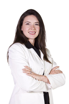 可愛(ài)的女人，雙臂交叉在一起