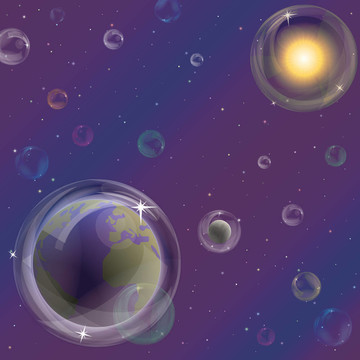 行星和太陽(yáng)在泡沫中