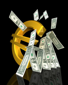 歐元符號(hào)罷工美元塔