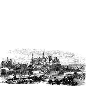 瓦維爾城堡或克拉科夫皇家城堡；波蘭；在1890年代復古雕刻；