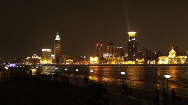上海的外灘在夜間