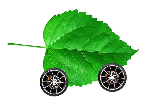 白色背景的環(huán)保汽車