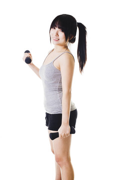 中國女孩舉重手。