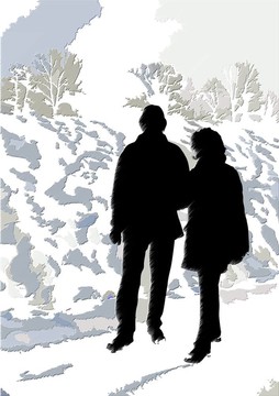 女人和男人在散步