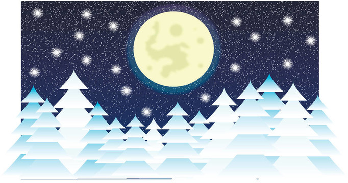 夜晚的冬季景觀