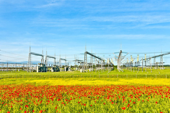 電廠和配電站在美麗的風(fēng)景