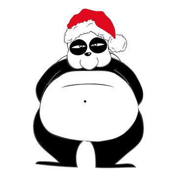 熊貓與Santa Claus Hat。