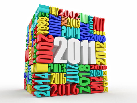新年2011。由數(shù)字組成的立方體