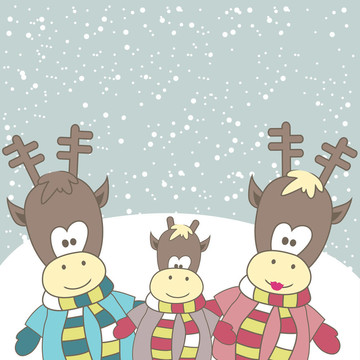 Reindeer圣誕卡。插畫