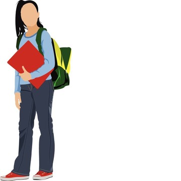 學校女孩要去學校。文學士