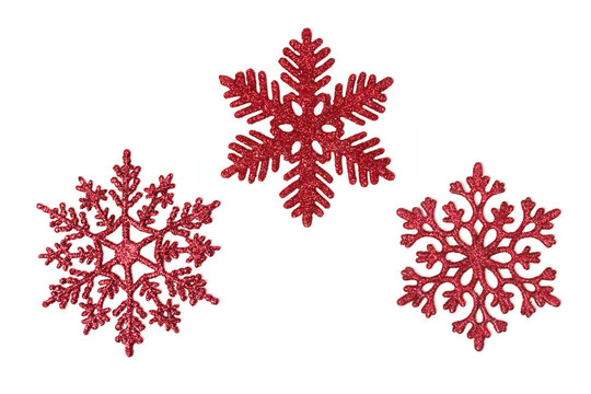 三朵紅色的閃光的雪花