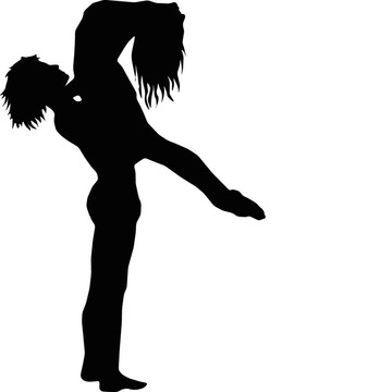 芭蕾舞蹈的女孩和男孩剪影