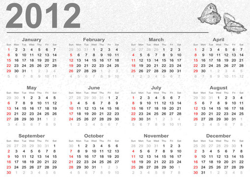 全2012日歷與蝴蝶