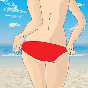 海灘上的美麗的女人