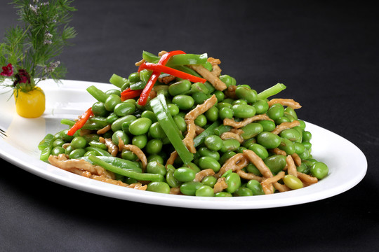 青椒毛豆炒肉絲