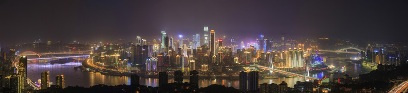 俯瞰重慶夜景渝中半島全景接片