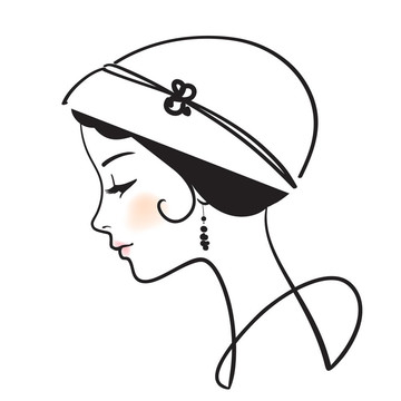 美女臉配帽子插畫