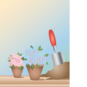 花盆和鏟子