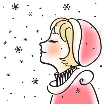 漂亮的女孩和雪