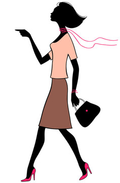 剪影美女商務(wù)女包