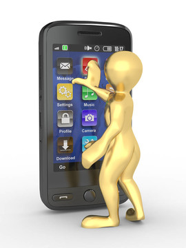 帶手機(jī)的男人。3d