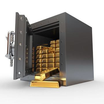 銀行金庫中的金錠堆
