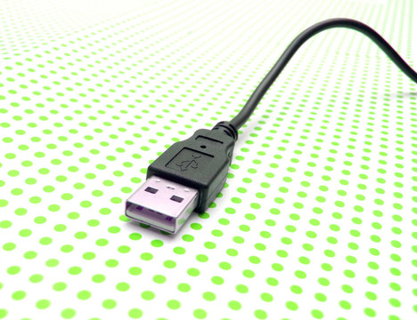 點背景的USB電纜