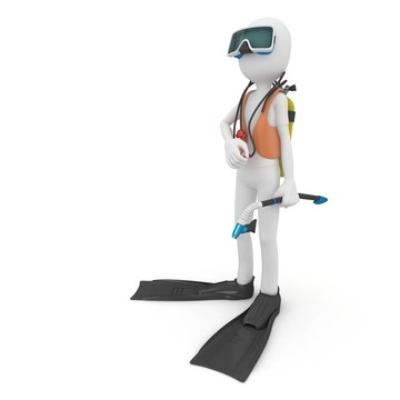 潛水齒輪的3D人