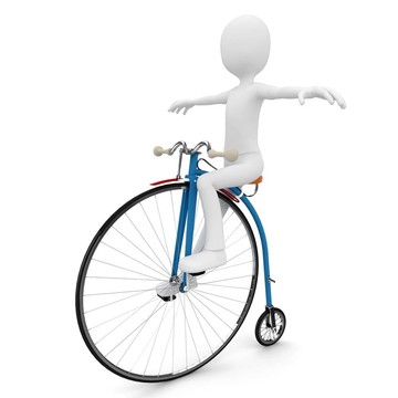 3D男子騎老式自行車