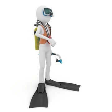 潛水齒輪的3D人