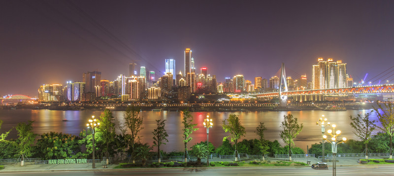 重慶市中區(qū)夜景渝中半島全景