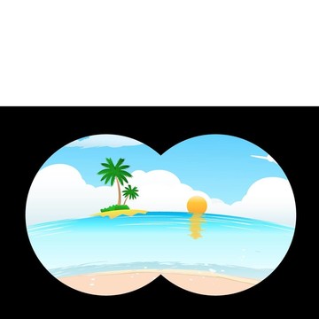 雙眼視野中的海灘