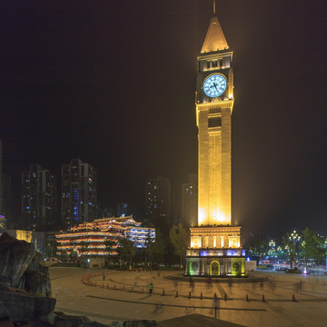 重慶南濱路鐘樓慈云寺夜景