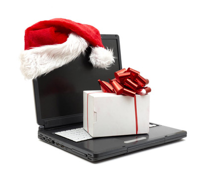 筆記本電腦上的Santa帽子