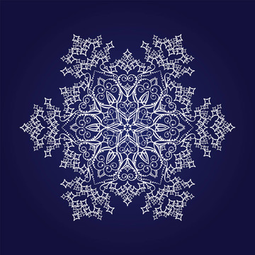 藍(lán)色的詳細(xì)的白色雪花