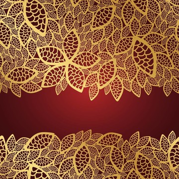 紅色背景上的金色蕾絲花邊