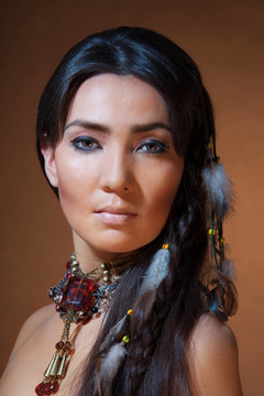 美國(guó)印度婦女的肖像