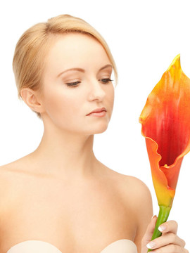 美麗的女人calla flower