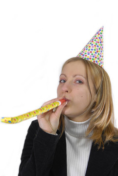 戴生日帽的女人