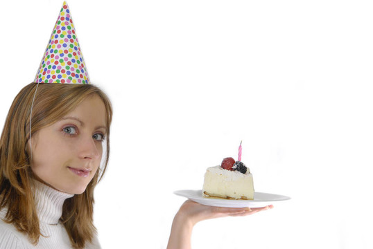 生日和蛋糕的女人