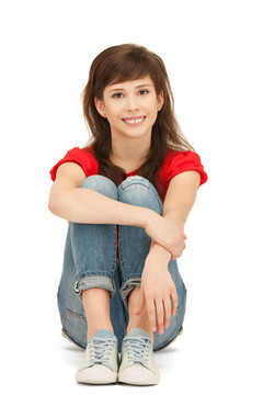 快樂和無憂無慮的十幾歲的女孩